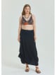 Black Plus Size Skirt with Elastic Waist and Drape Detail 4600